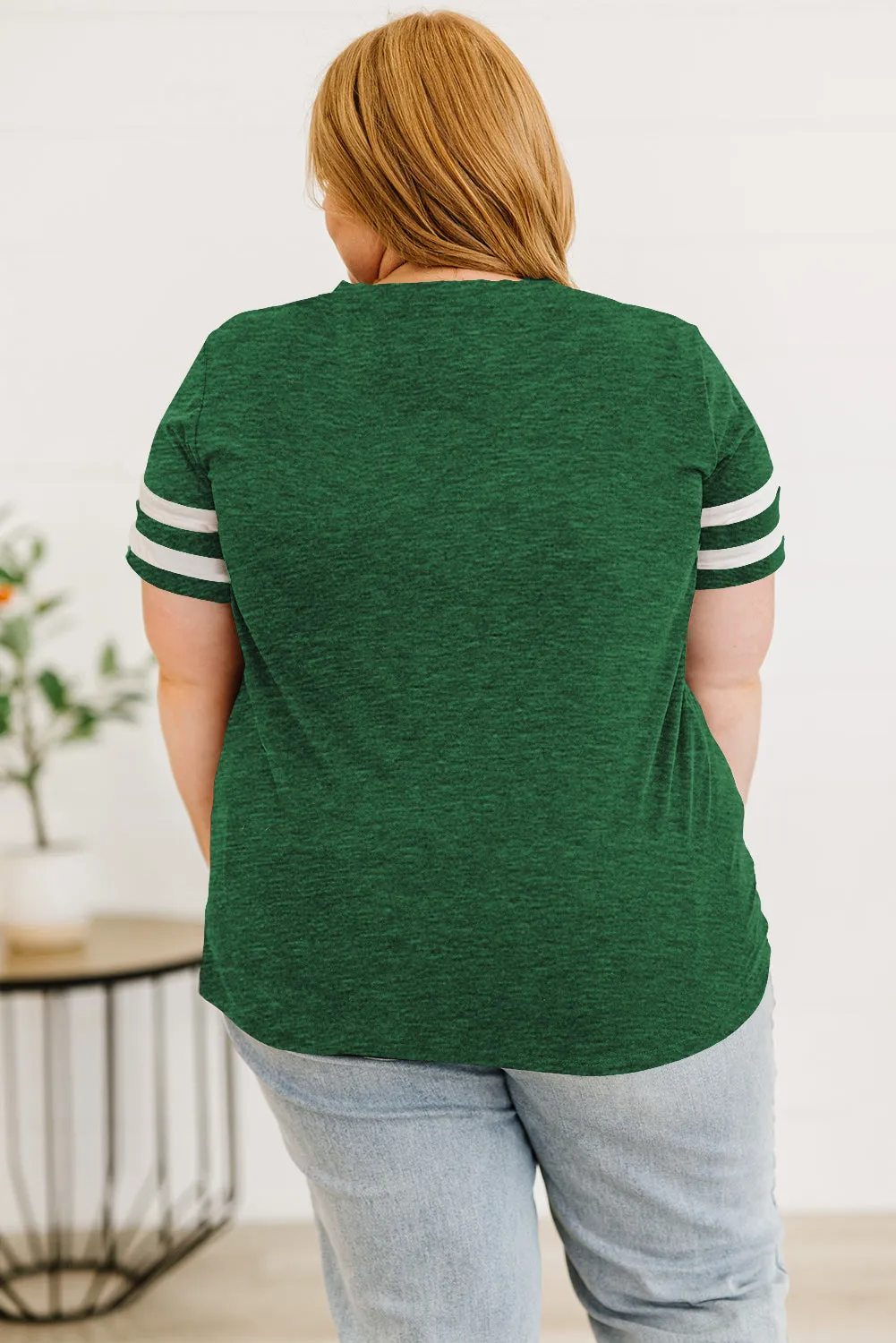 Plus Size Striped V-Neck Tee Shirt (10 Colors)