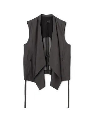 Poly Rayon Denim Like Waterfall Collar Gilet