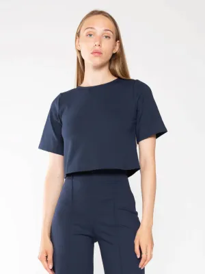 Ponte Knit SS Top Navy
