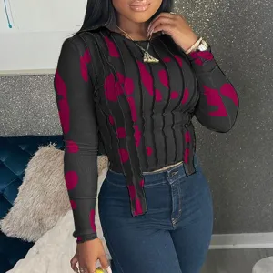 Print Round Neck Long Sleeve Top