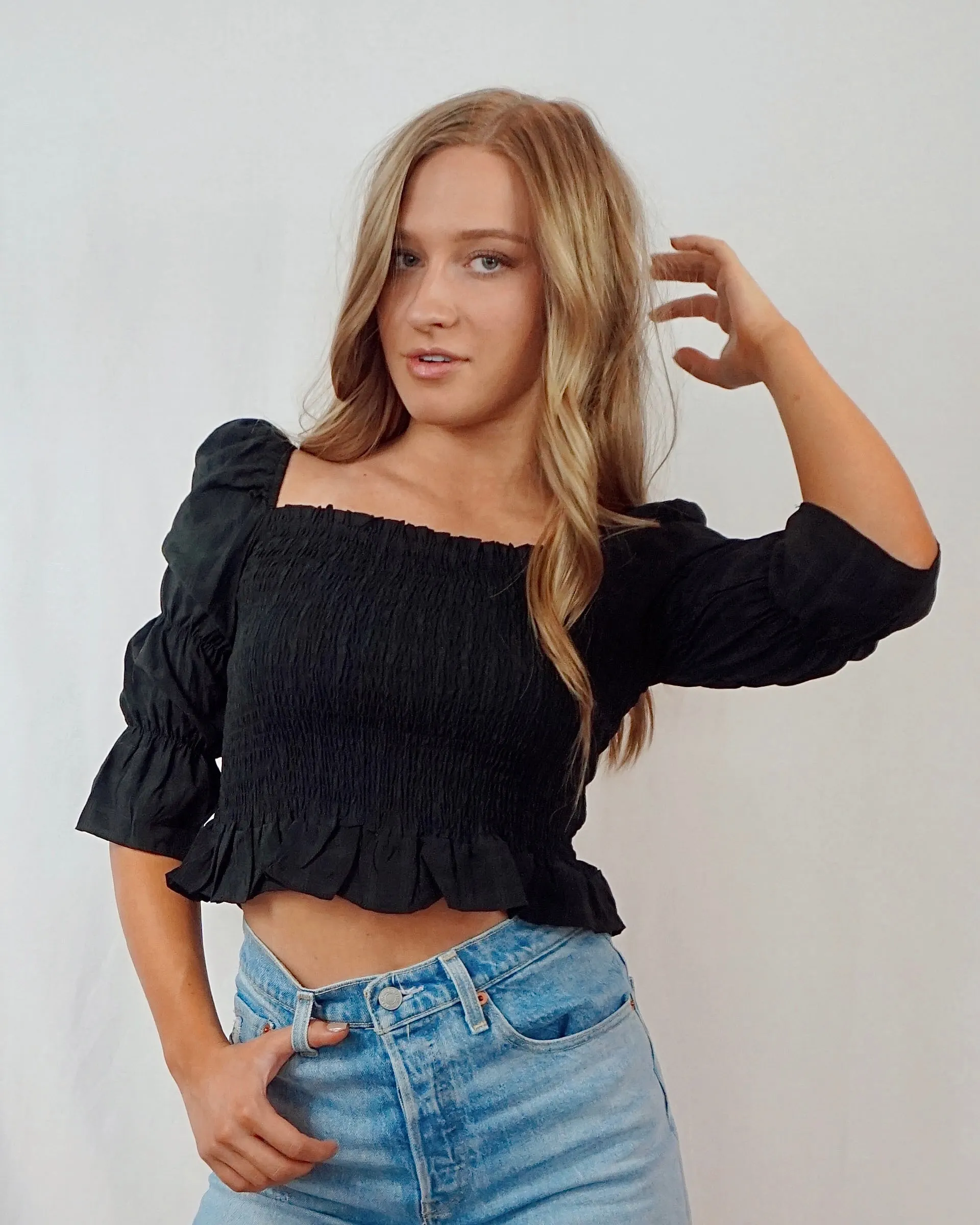 Puff Sleeve Top - Black