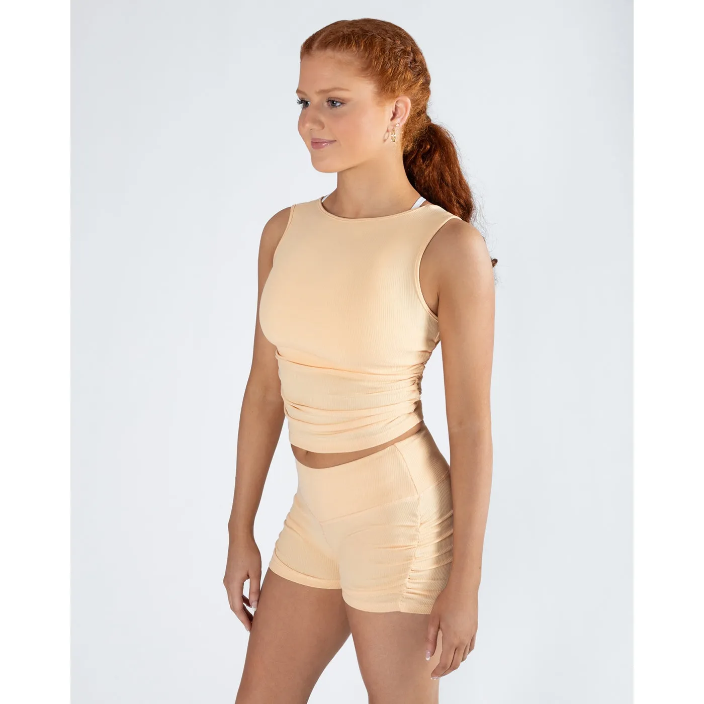 Pulse Collection Madison Gather Crop Singlet - Orange Sherbet