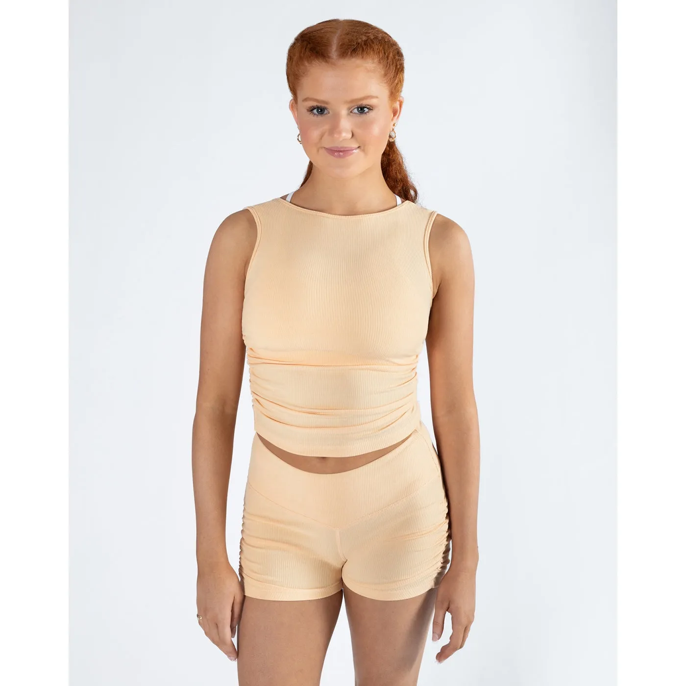 Pulse Collection Madison Gather Crop Singlet - Orange Sherbet