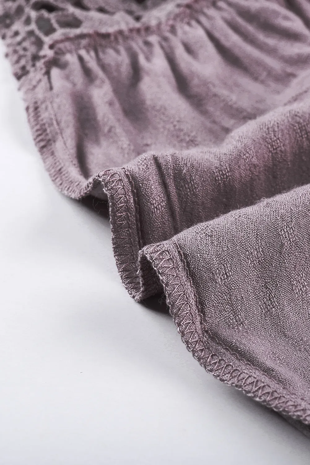 Purple Crochet Lace Button Top