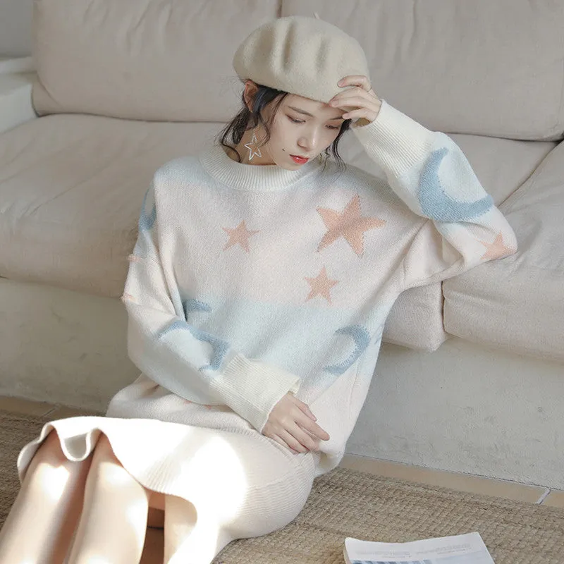 "CHIC MOON STAR PASTEL" SWEATER K122805