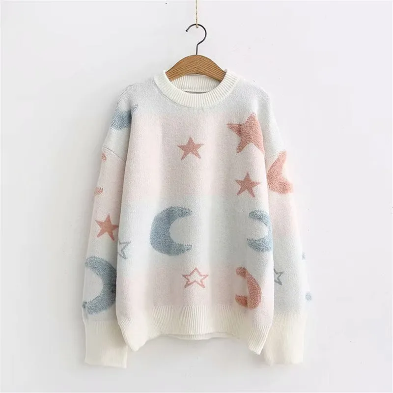 "CHIC MOON STAR PASTEL" SWEATER K122805
