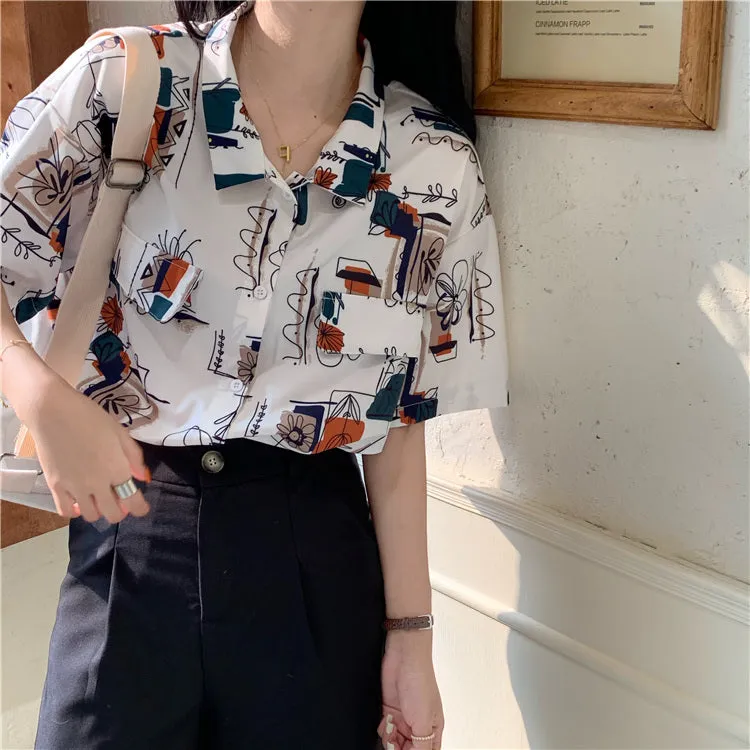 "CHIC RETRO PRINTED SHORT-SLEEVED" SHIRT UB2351