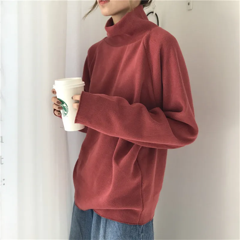 "CHIC RETRO TURTLENECK" PULLOVER KNIT TOP K090801