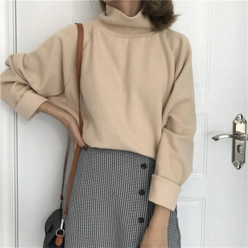 "CHIC RETRO TURTLENECK" PULLOVER KNIT TOP K090801