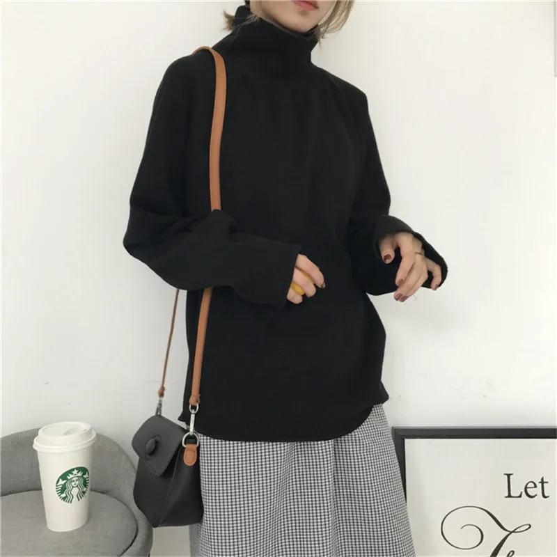 "CHIC RETRO TURTLENECK" PULLOVER KNIT TOP K090801