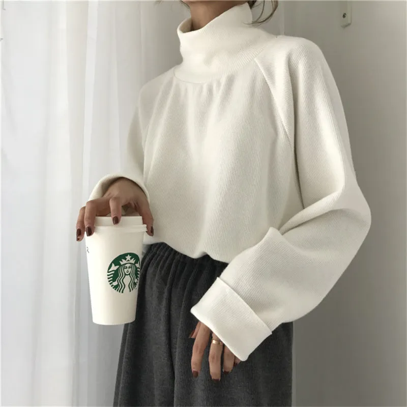 "CHIC RETRO TURTLENECK" PULLOVER KNIT TOP K090801