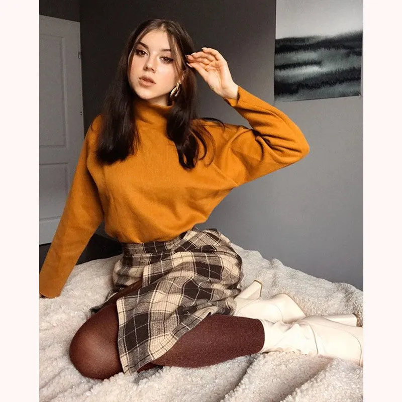 "CHIC RETRO TURTLENECK" PULLOVER KNIT TOP K090801