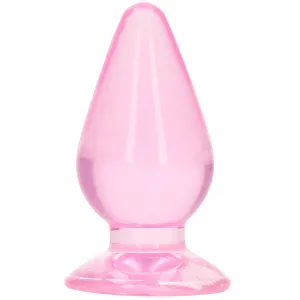 RealRock Crystal Clear Jelly 4.5 Inch Butt Plug in Pink
