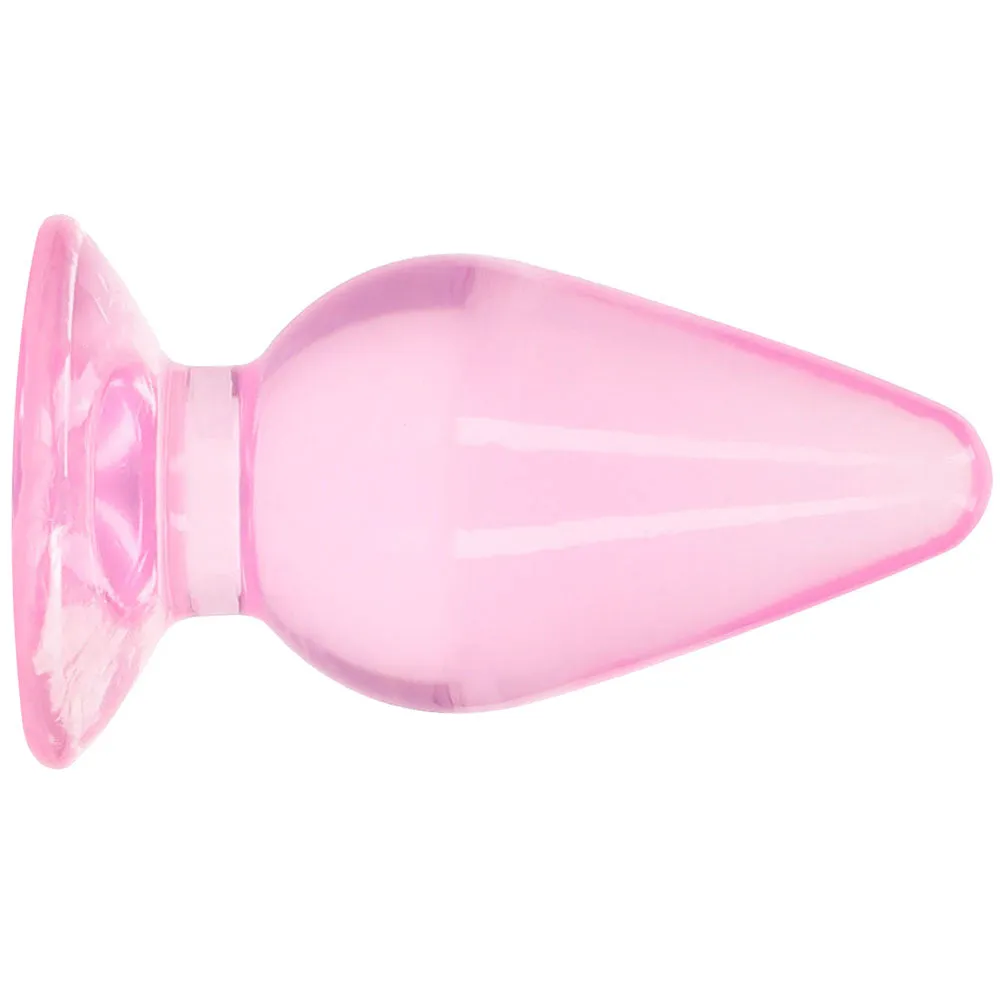 RealRock Crystal Clear Jelly 4.5 Inch Butt Plug in Pink