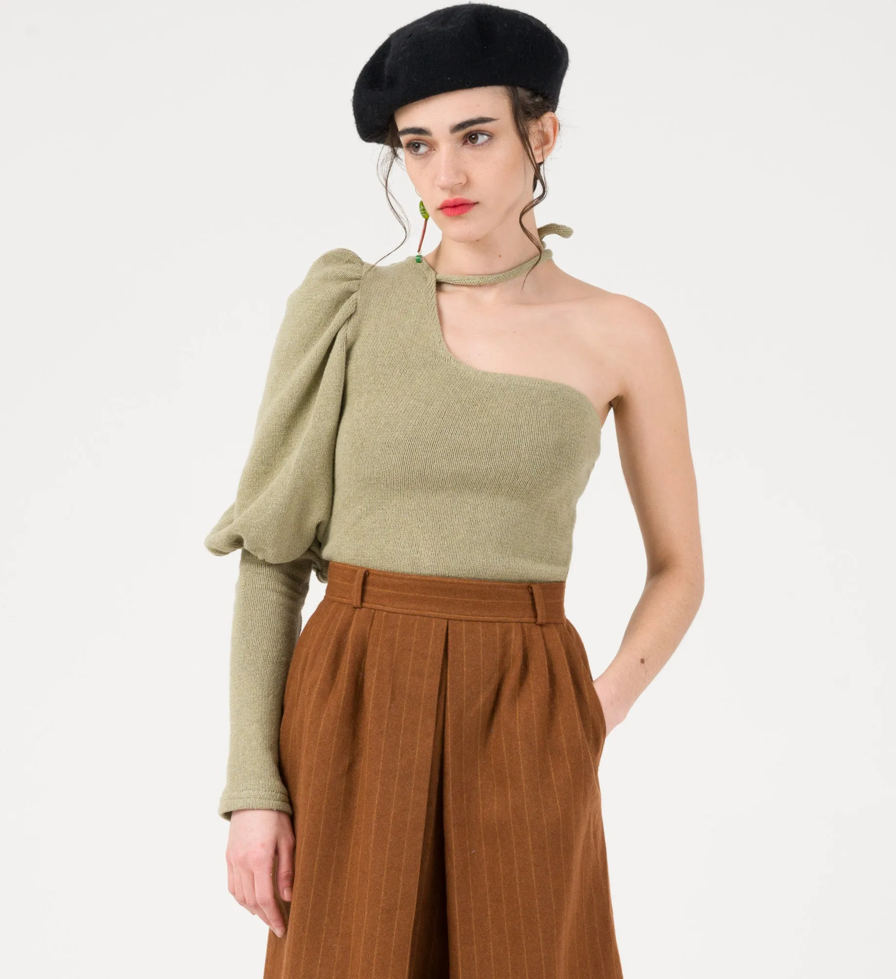 Recycled Cotton Sage Green Knit Top