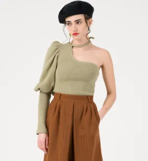 Recycled Cotton Sage Green Knit Top