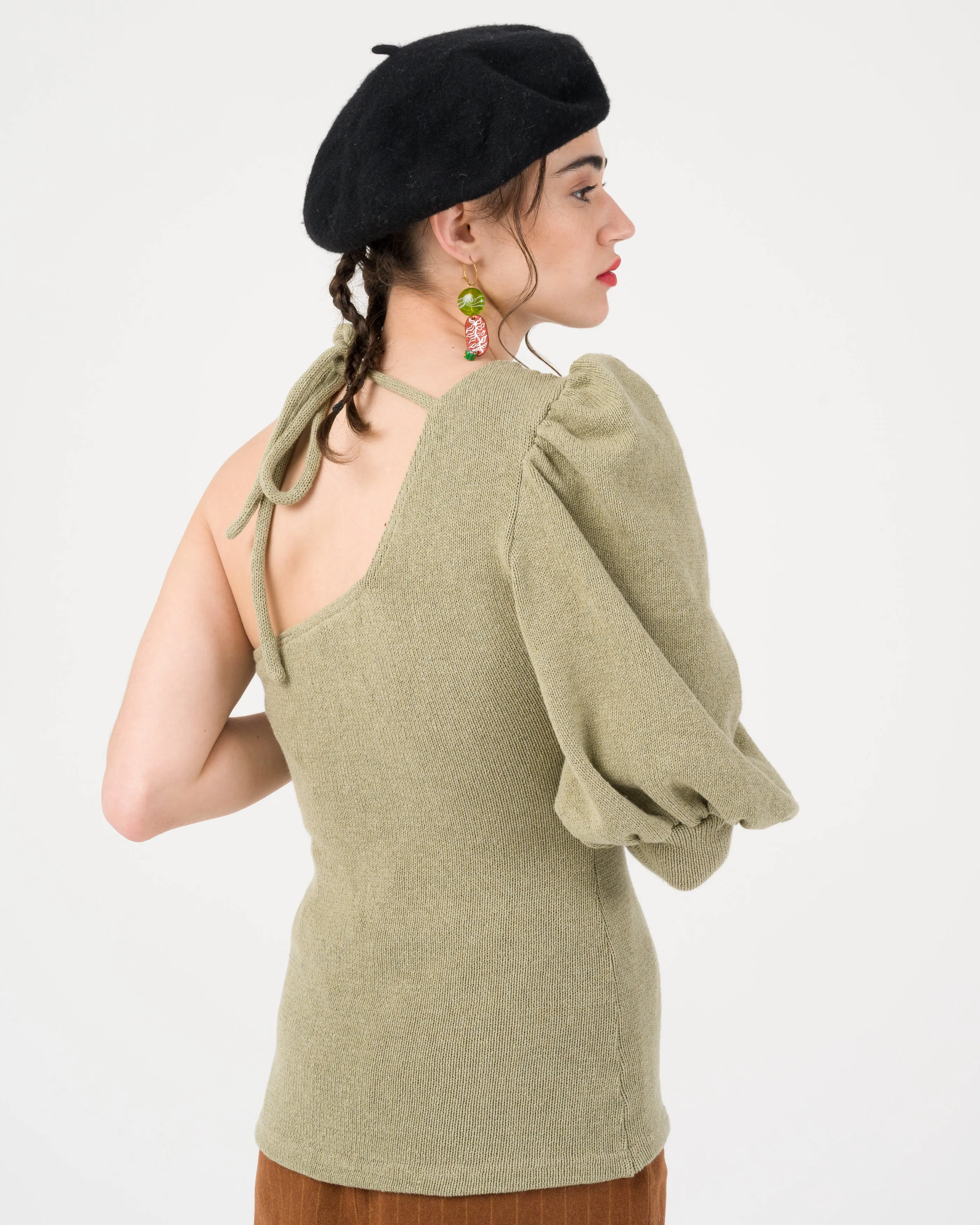Recycled Cotton Sage Green Knit Top