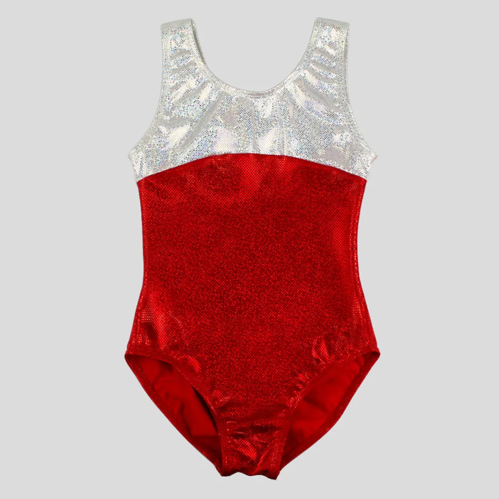 Red & White Shattered Glass Leotard