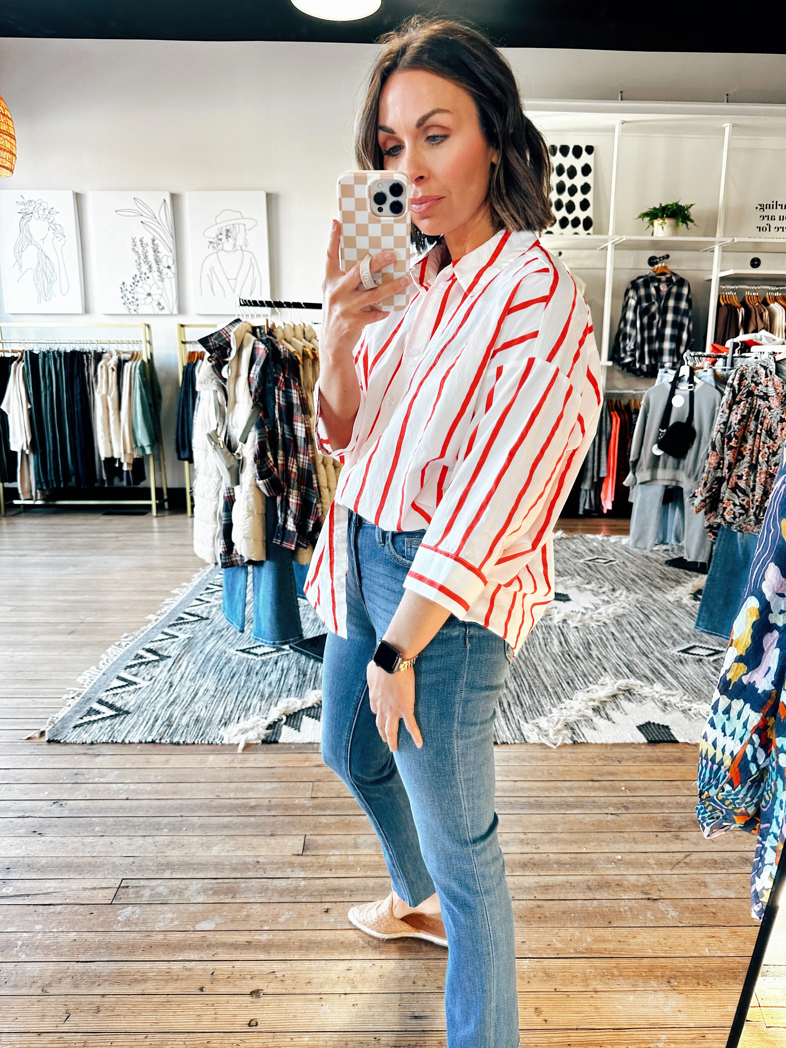 Red Candy Striped Blouse