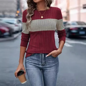 Red Colour Block Knit Top
