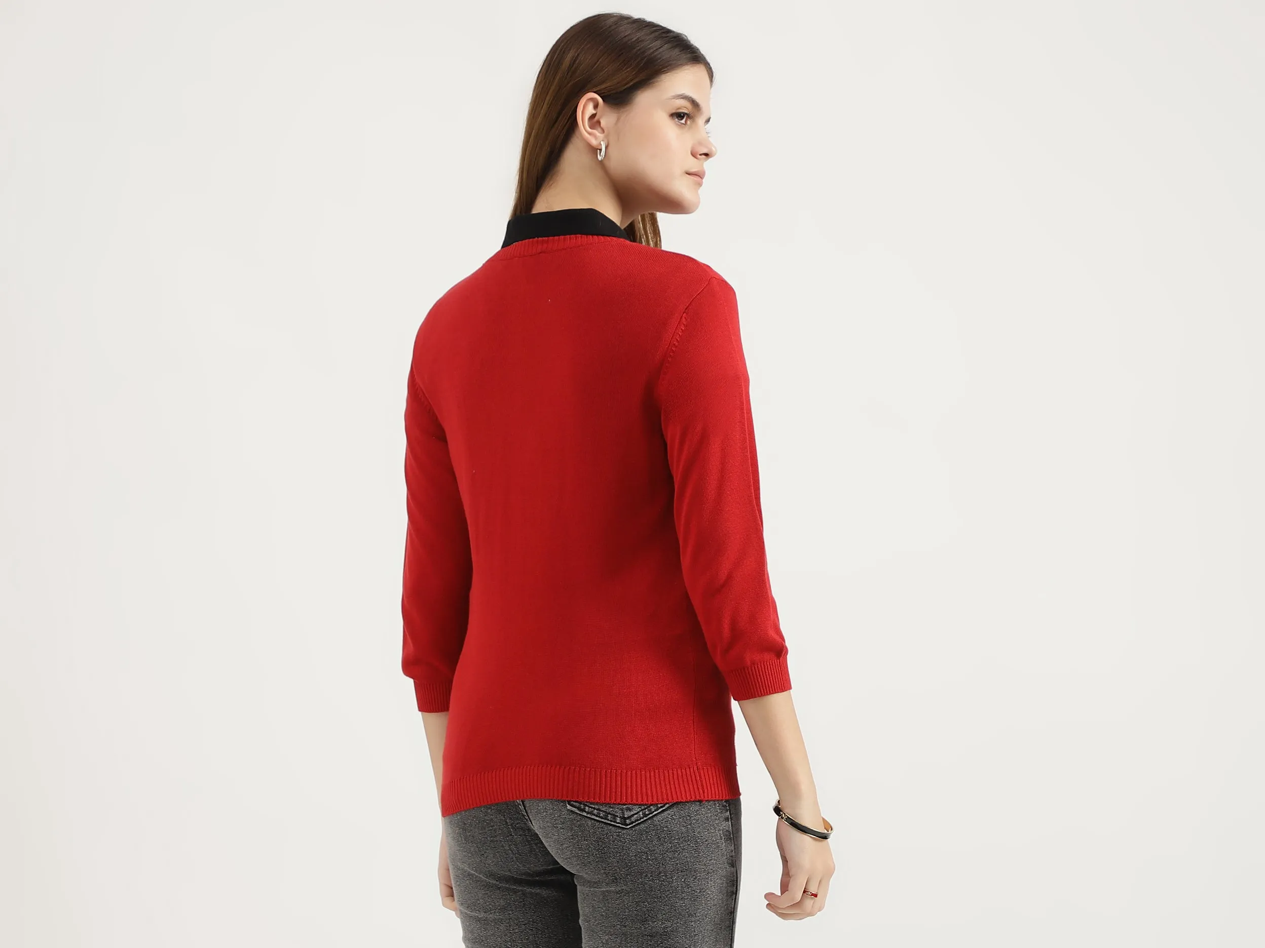 Regular Fit Round Neck Solid Tops