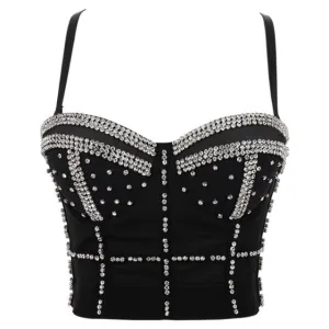 Rhinestone Beads Shine Nightclub Sexy Top