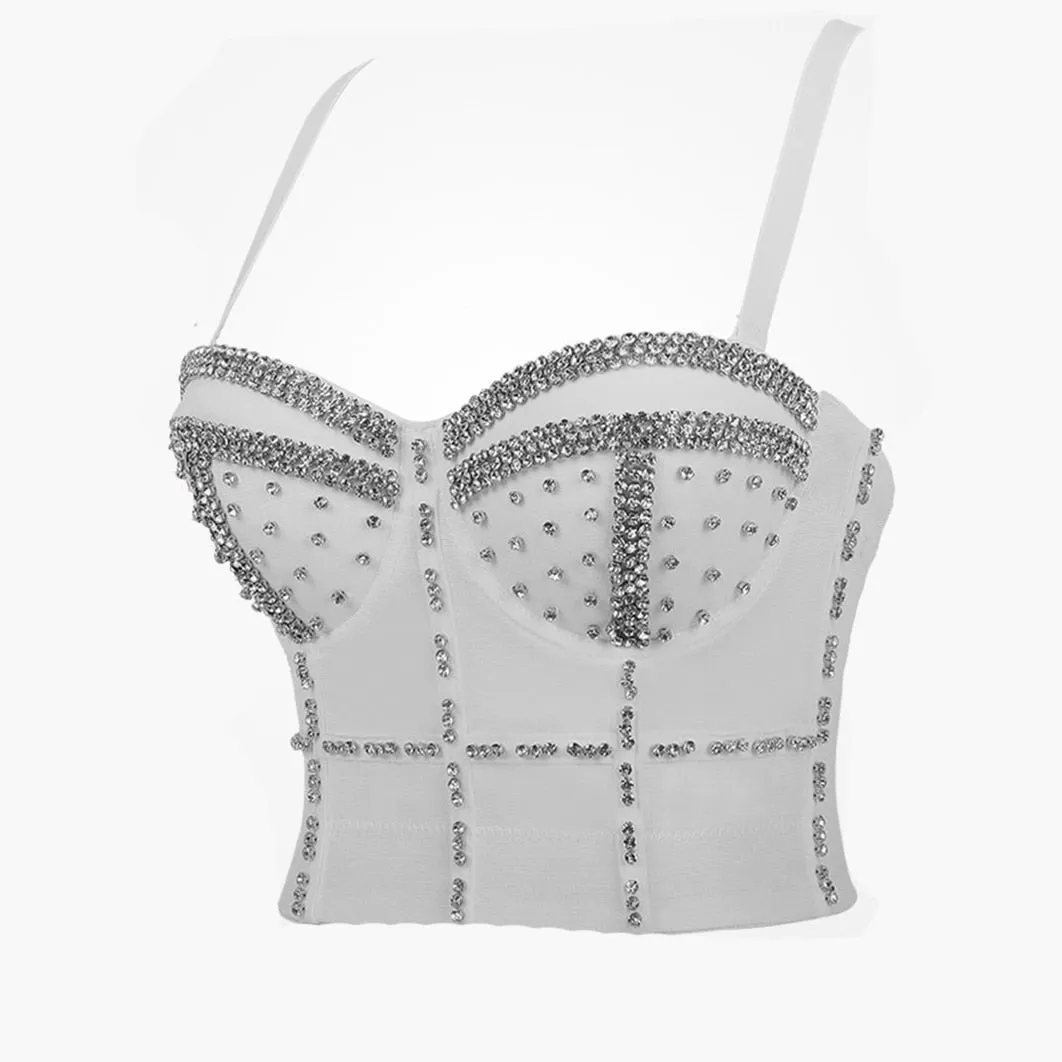 Rhinestone Beads Shine Nightclub Sexy Top