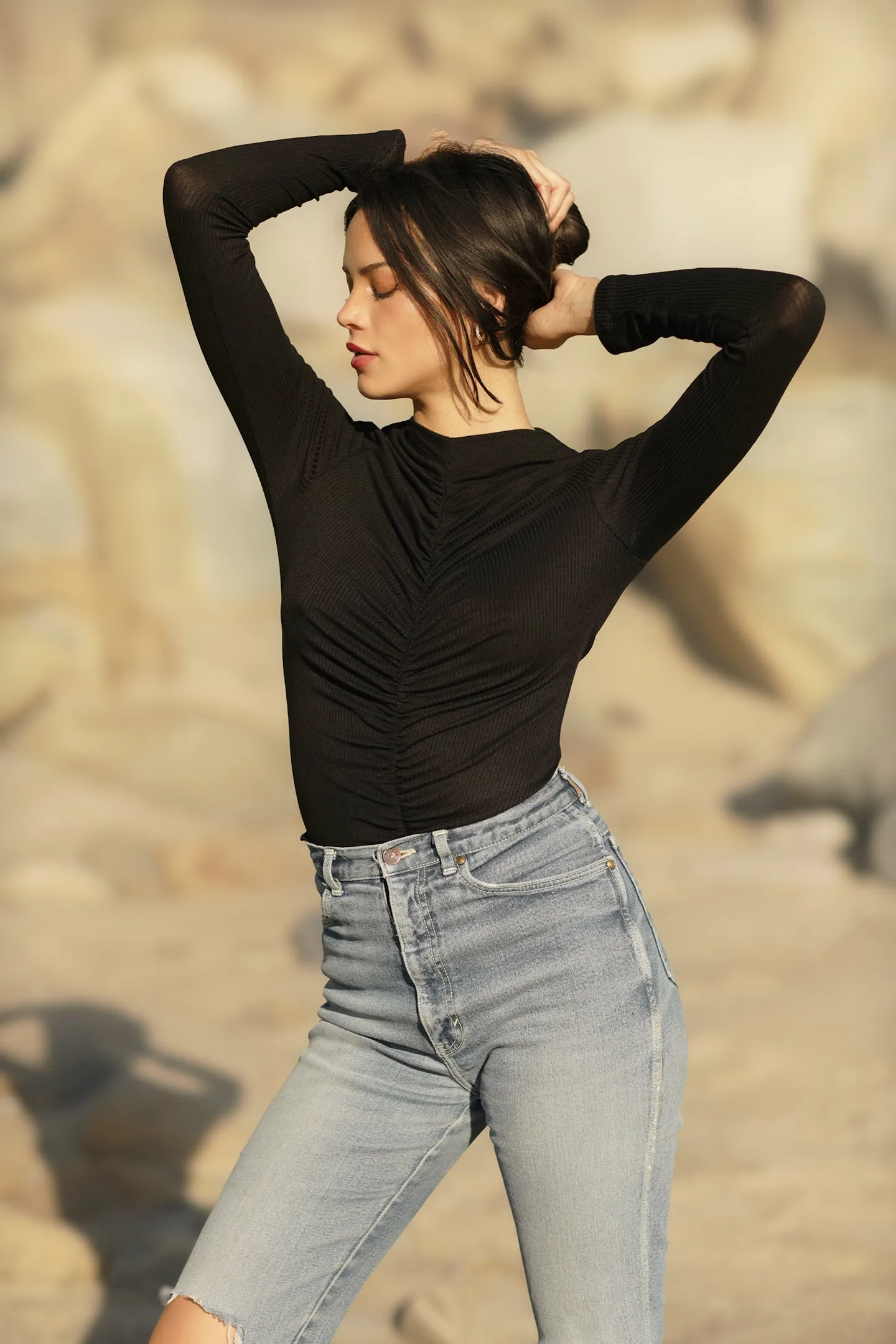 Ribbed Ruched Top