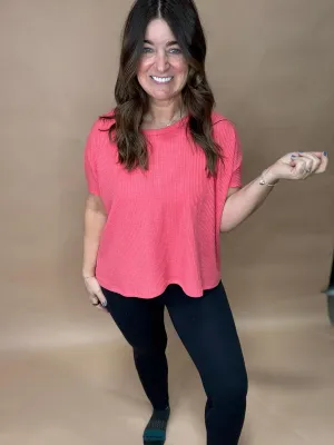 Ribbed Short Sleeve Sweater Top