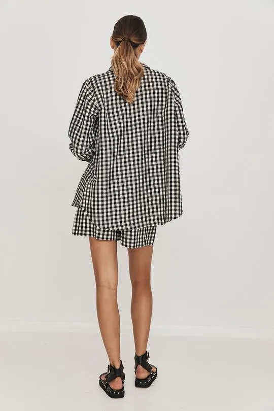 Rikki Boyfriend Shirt - Black/White Check