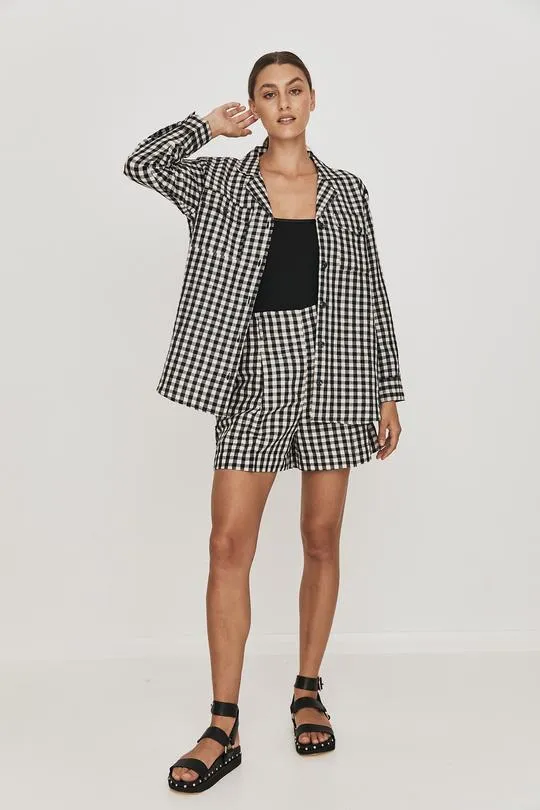Rikki Boyfriend Shirt - Black/White Check