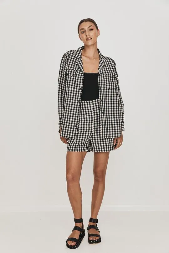 Rikki Boyfriend Shirt - Black/White Check