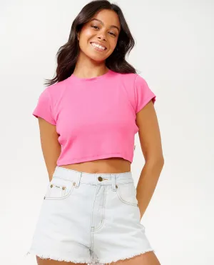 RIP CURL CLASSIC RIBBED TEE - HOT PINK