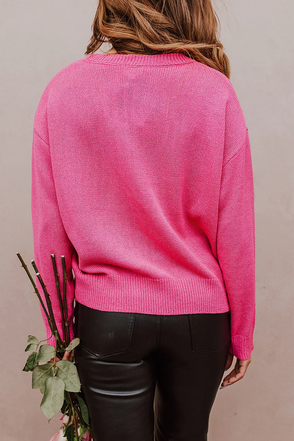 Rose Heart XOXO Pattern Casual Sweater