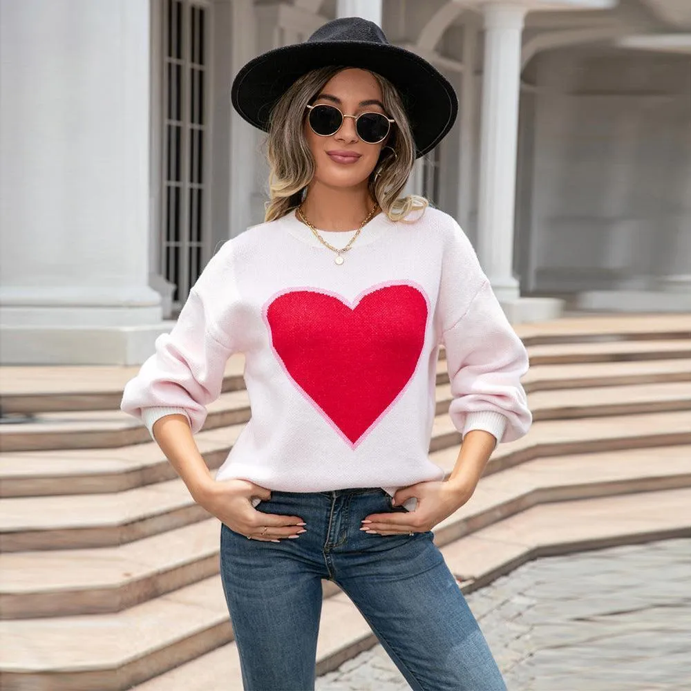 Round Neck Love Pullover Sweater