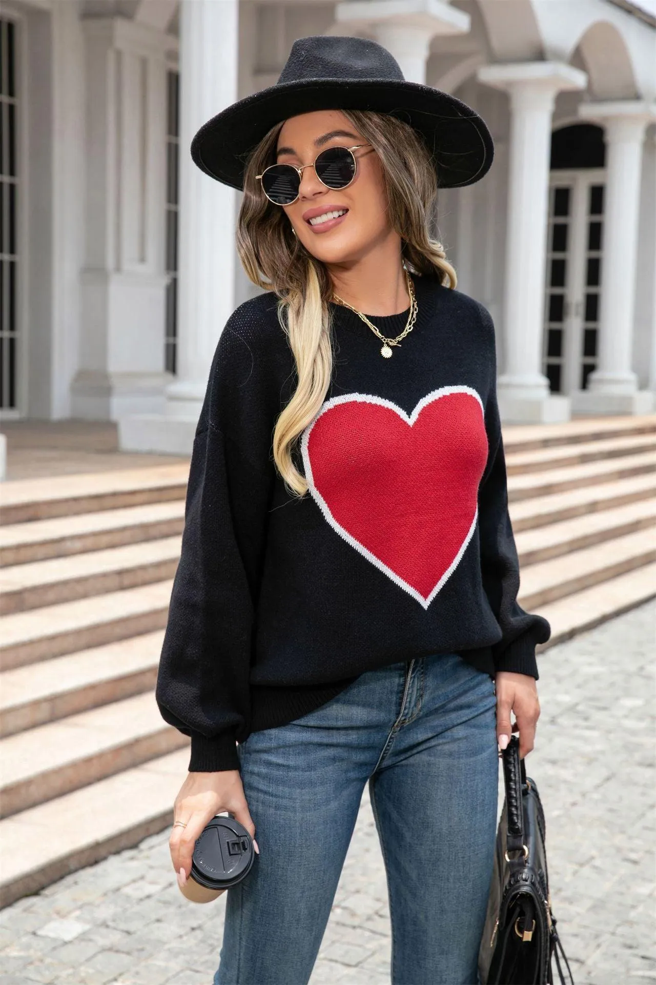 Round Neck Love Pullover Sweater