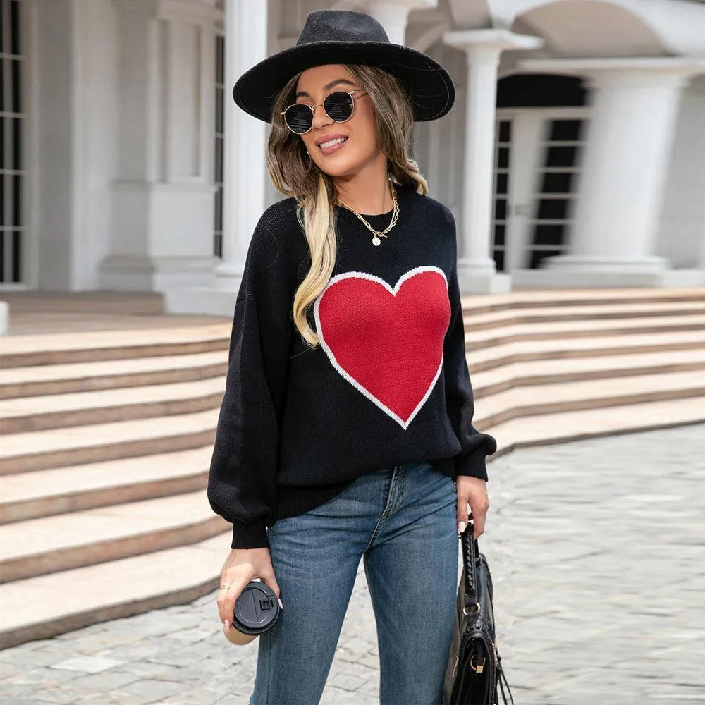 Round Neck Love Pullover Sweater