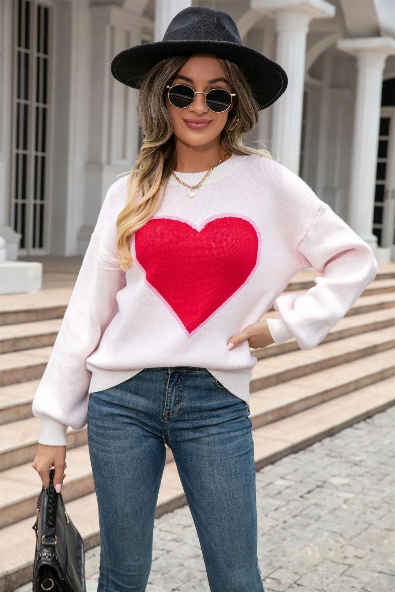 Round Neck Love Pullover Sweater