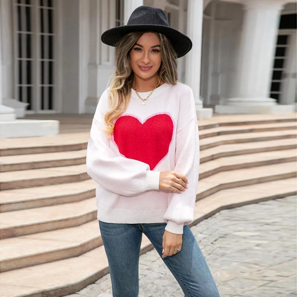 Round Neck Love Pullover Sweater