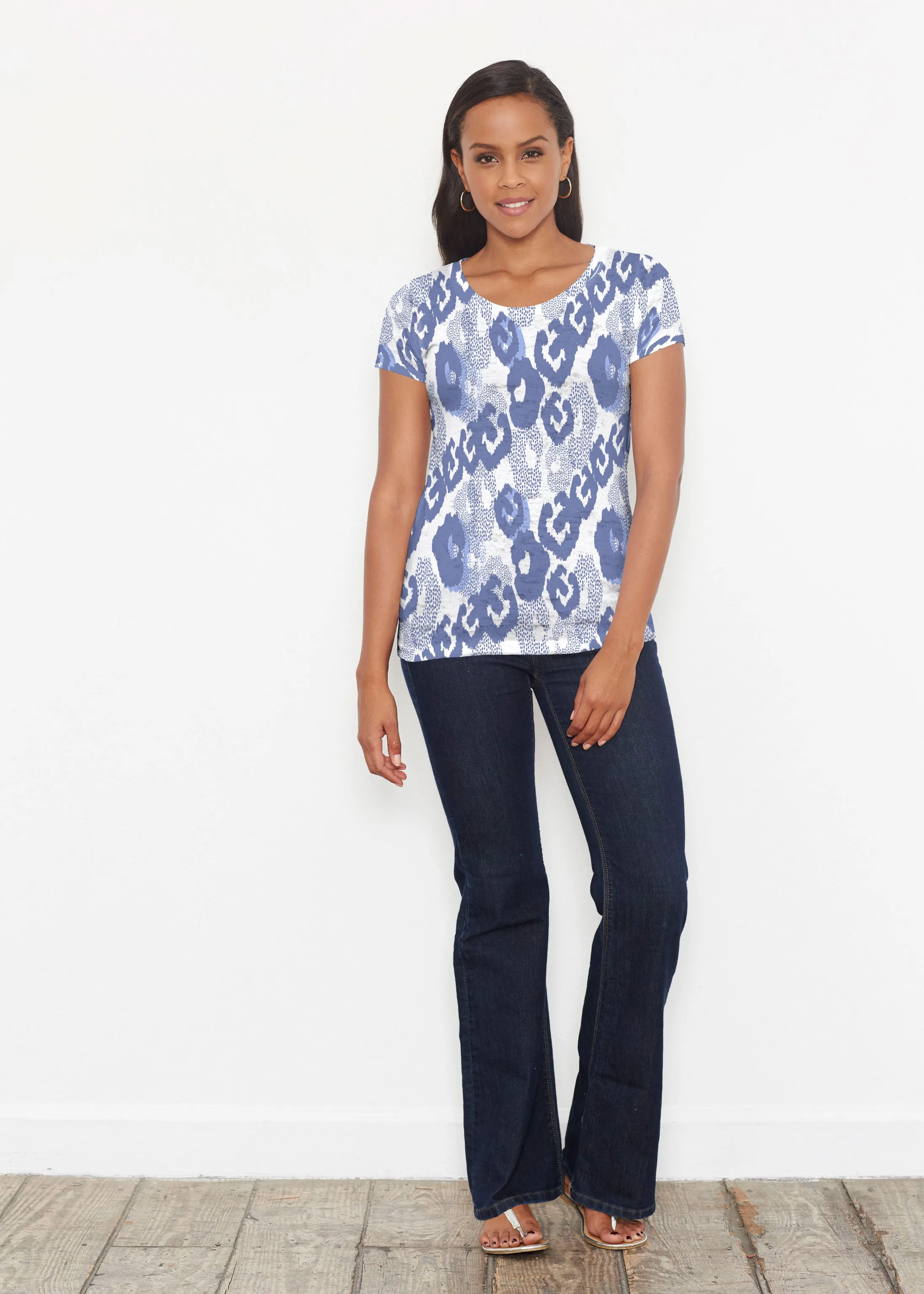 Royal Blue Ikat (7808) ~ Signature Short Sleeve Scoop Shirt