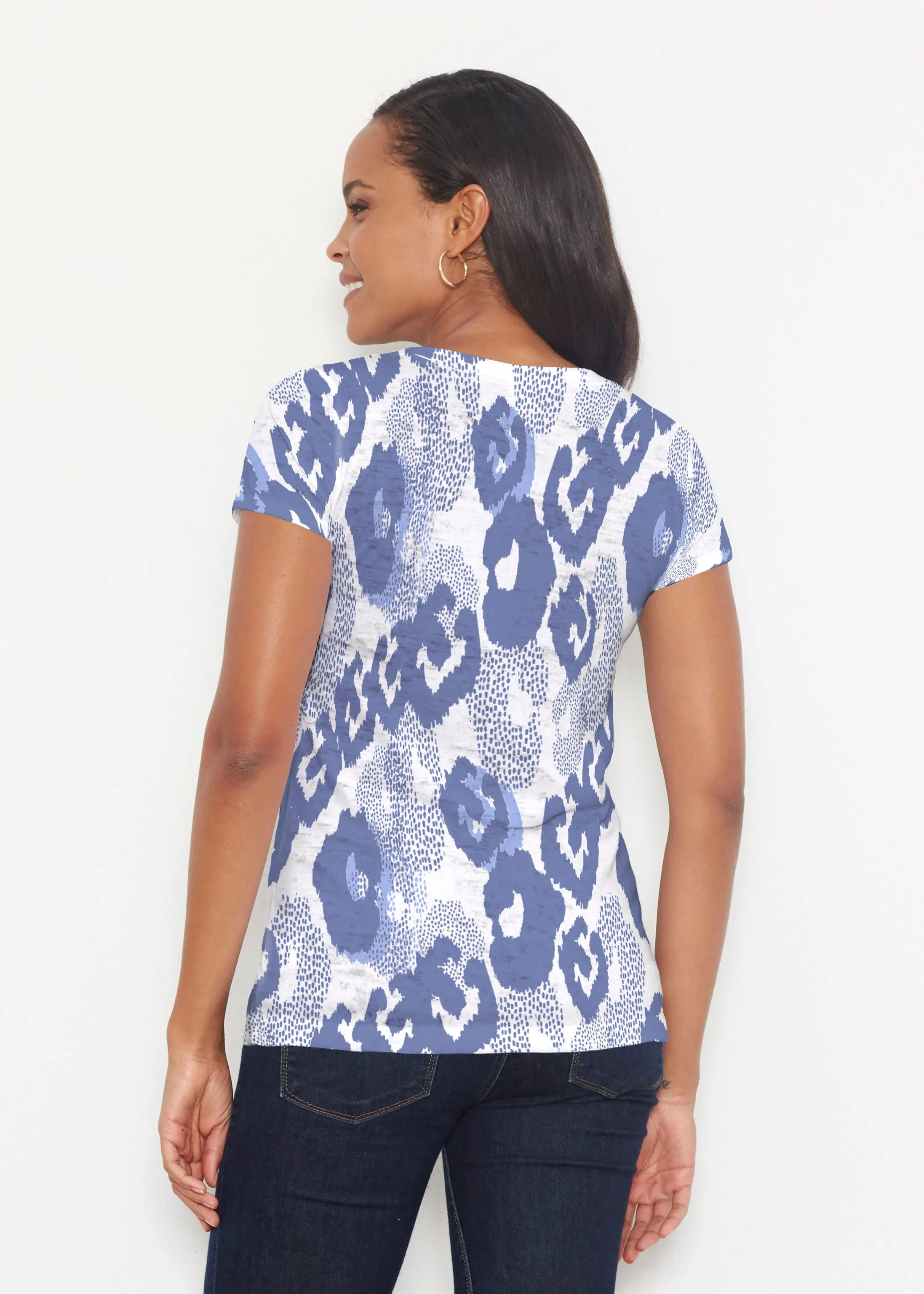 Royal Blue Ikat (7808) ~ Signature Short Sleeve Scoop Shirt