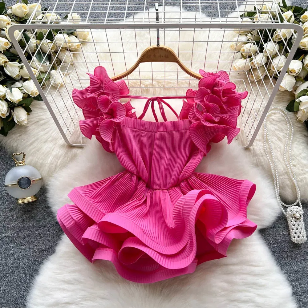 Ruffle High Waist Short Chic Shirt Top