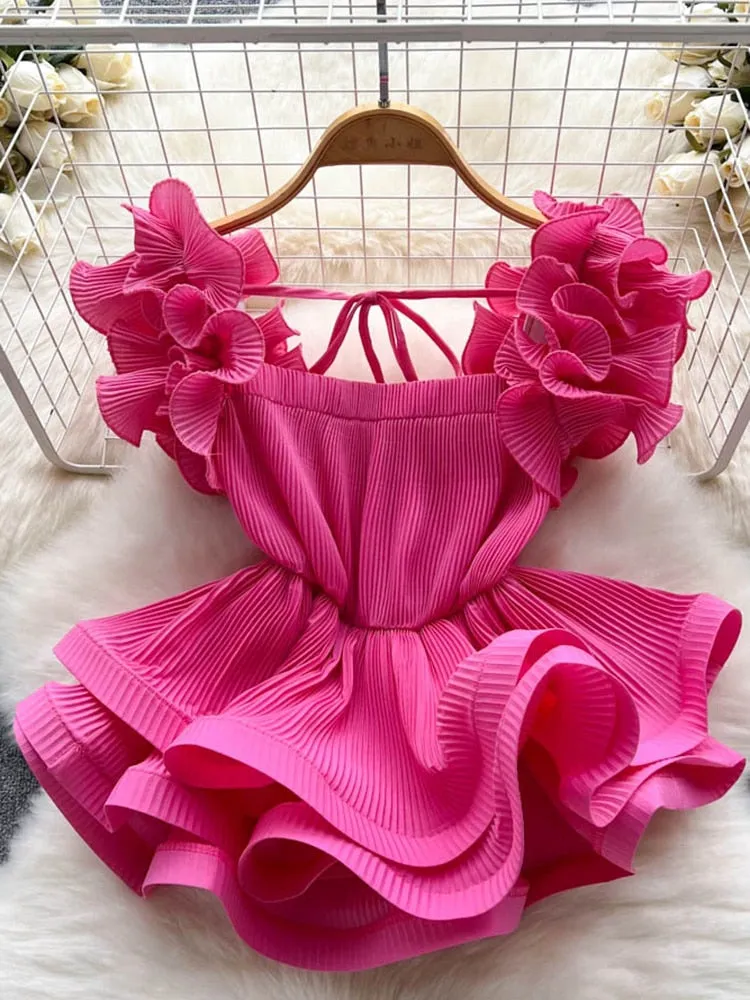 Ruffle High Waist Short Chic Shirt Top
