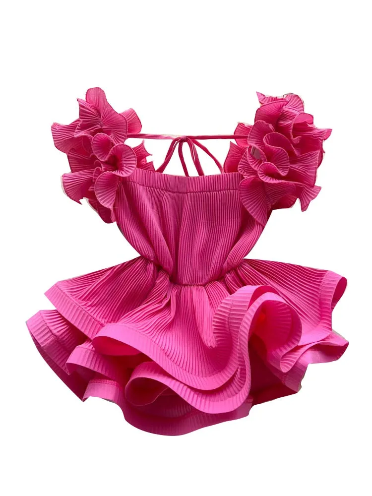Ruffle High Waist Short Chic Shirt Top