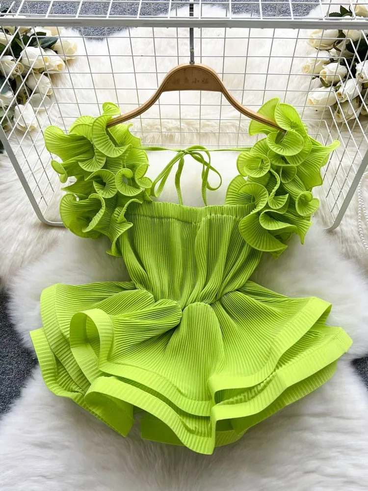 Ruffle High Waist Short Chic Shirt Top