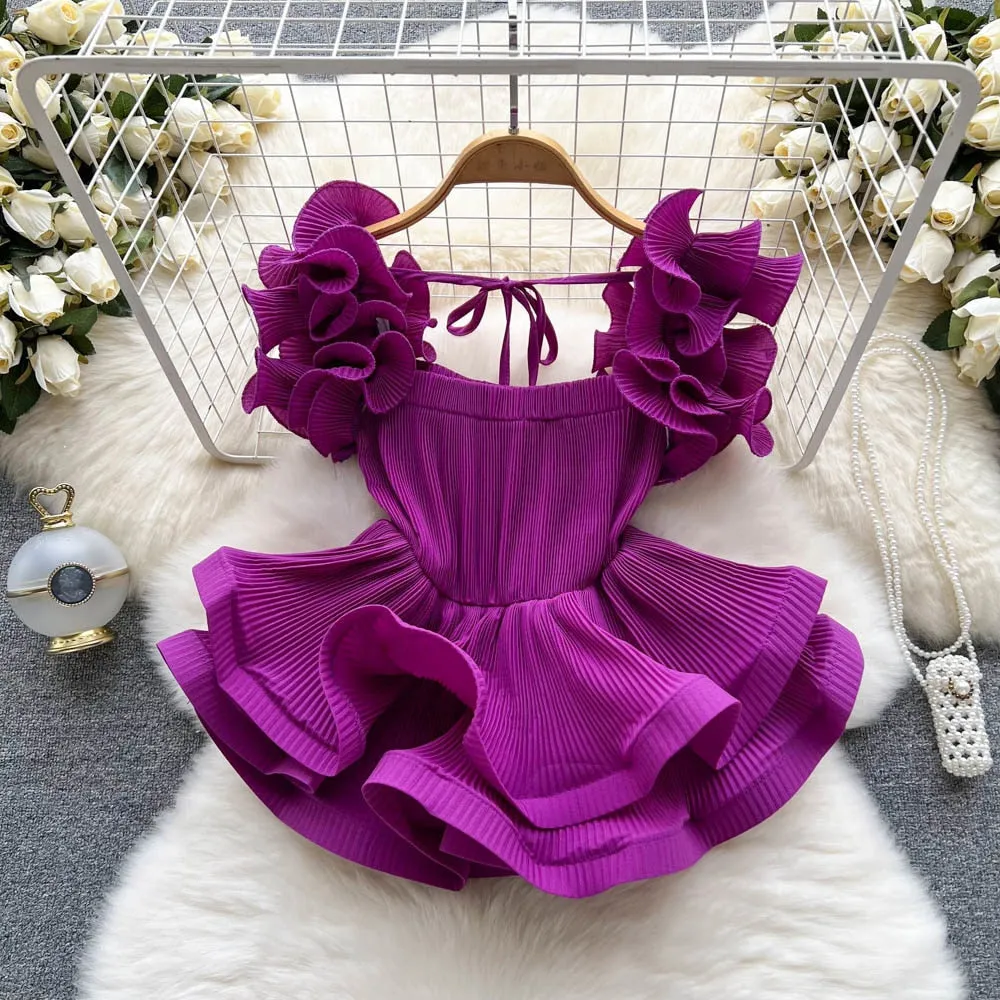 Ruffle High Waist Short Chic Shirt Top
