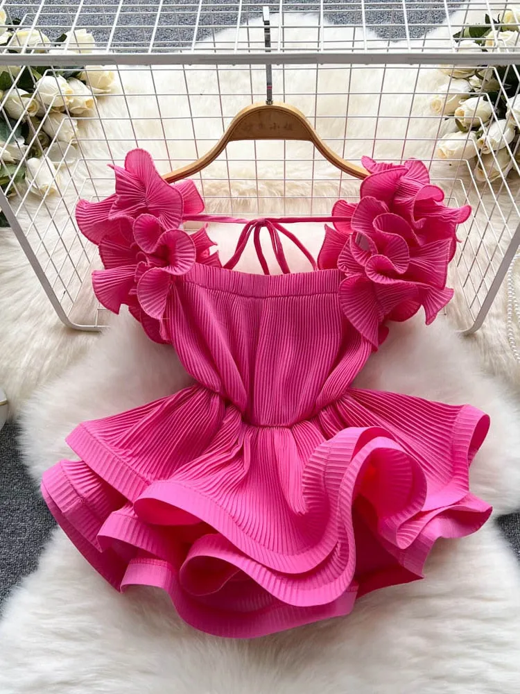 Ruffle High Waist Short Chic Shirt Top
