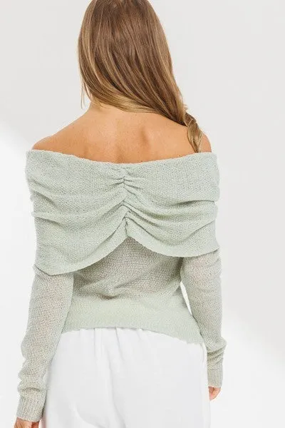 Sage Off Shoulder Sweater 3/22/24 8303