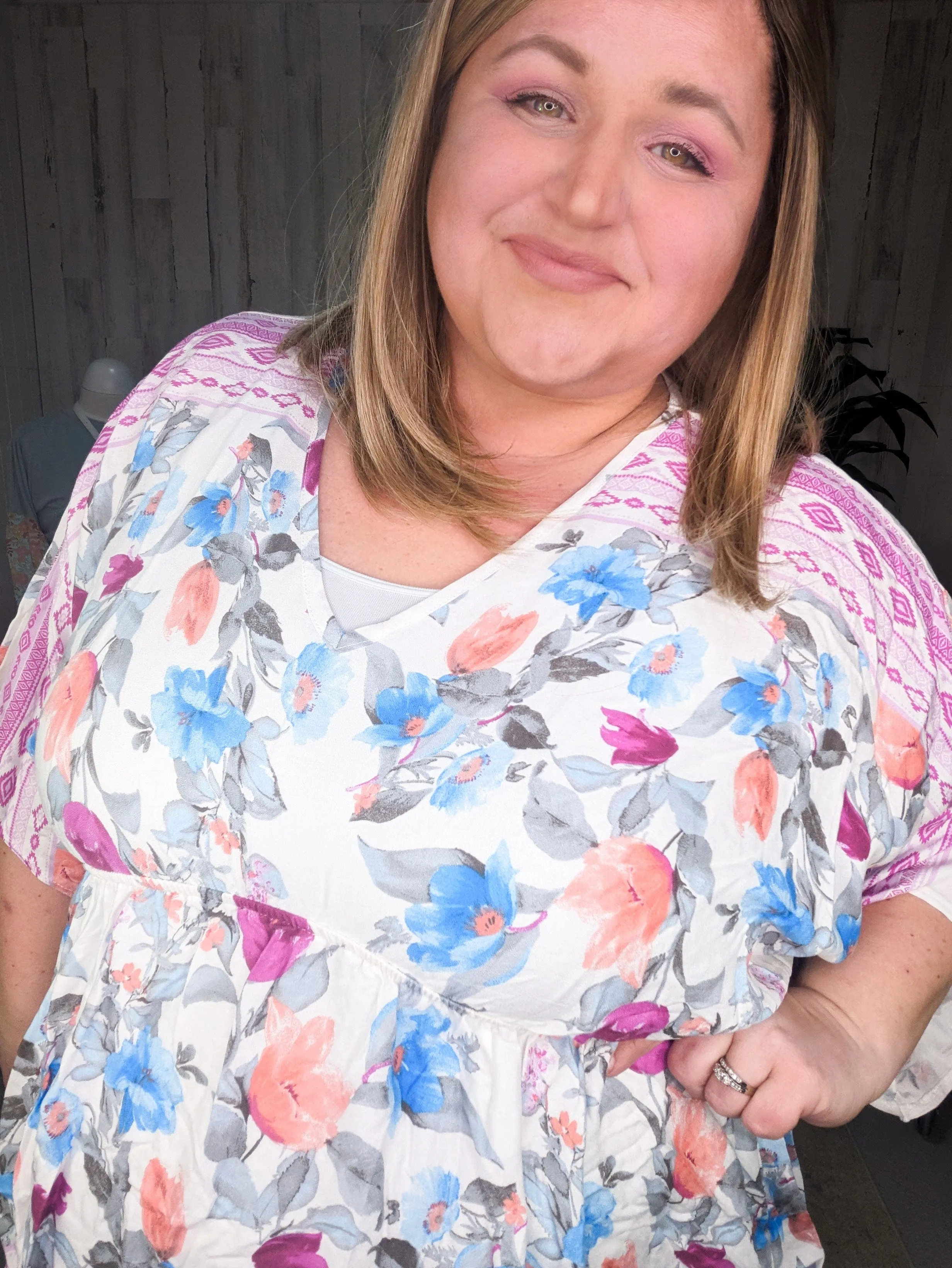 SALE- Eloise Kimono Cut Floral Woven Top in Ivory