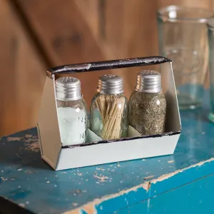 Salt and Pepper with Toothpick holder Toolbox Caddy
